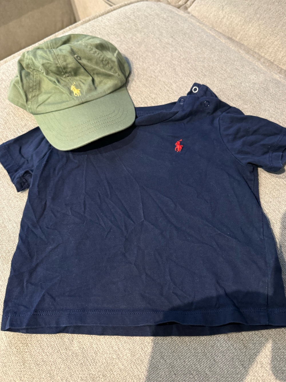 Ralph Lauren Navy Polo Logo Tee - Navy and green polo hat